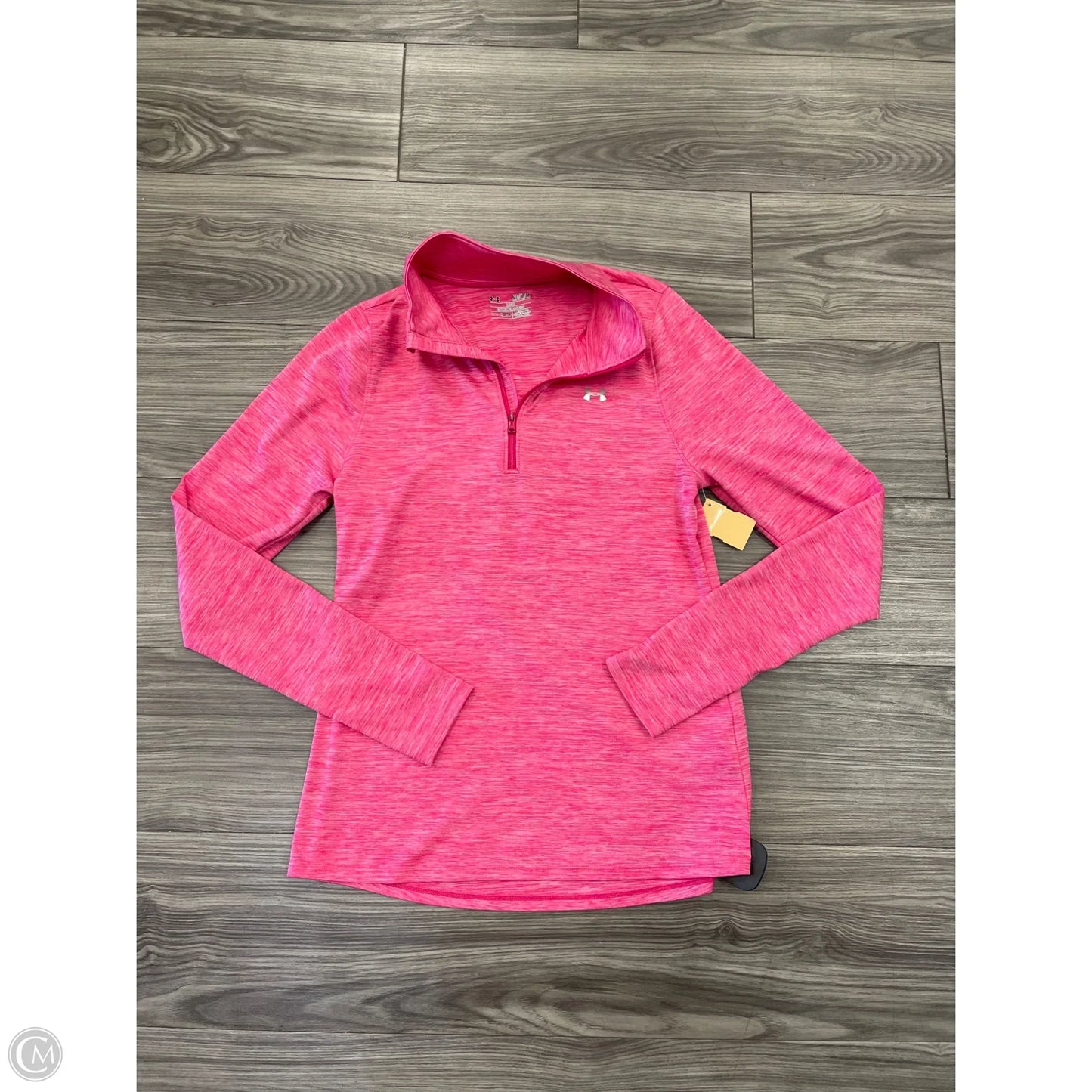 Athletic Top Long Sleeve Collar By Under Armour In Pink, Size: M