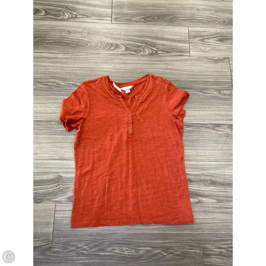 Top Short Sleeve Basic By Christopher And Banks In Orange, Size: L
