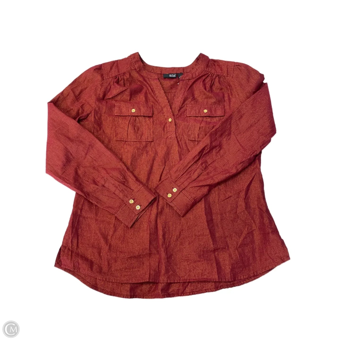 Top Long Sleeve By Ana In Red, Size: L