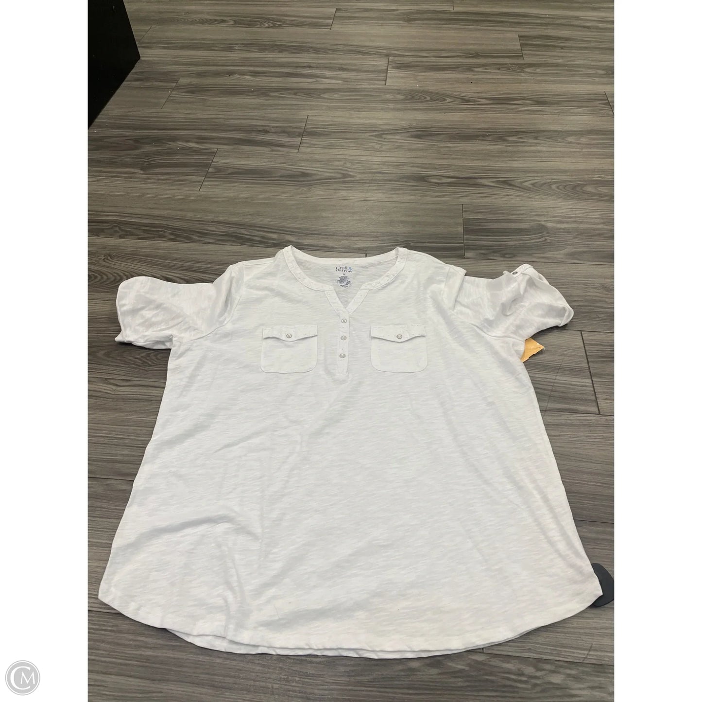 Top Short Sleeve By Croft And Barrow In White, Size: Xl