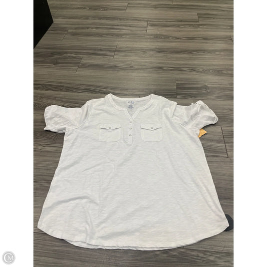 Top Short Sleeve By Croft And Barrow In White, Size: Xl