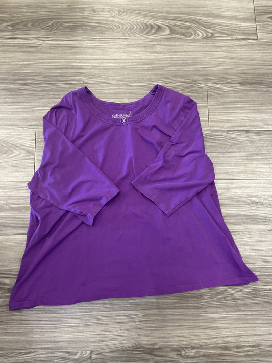 Top 3/4 Sleeve Basic By Catherines In Purple, Size: 3x