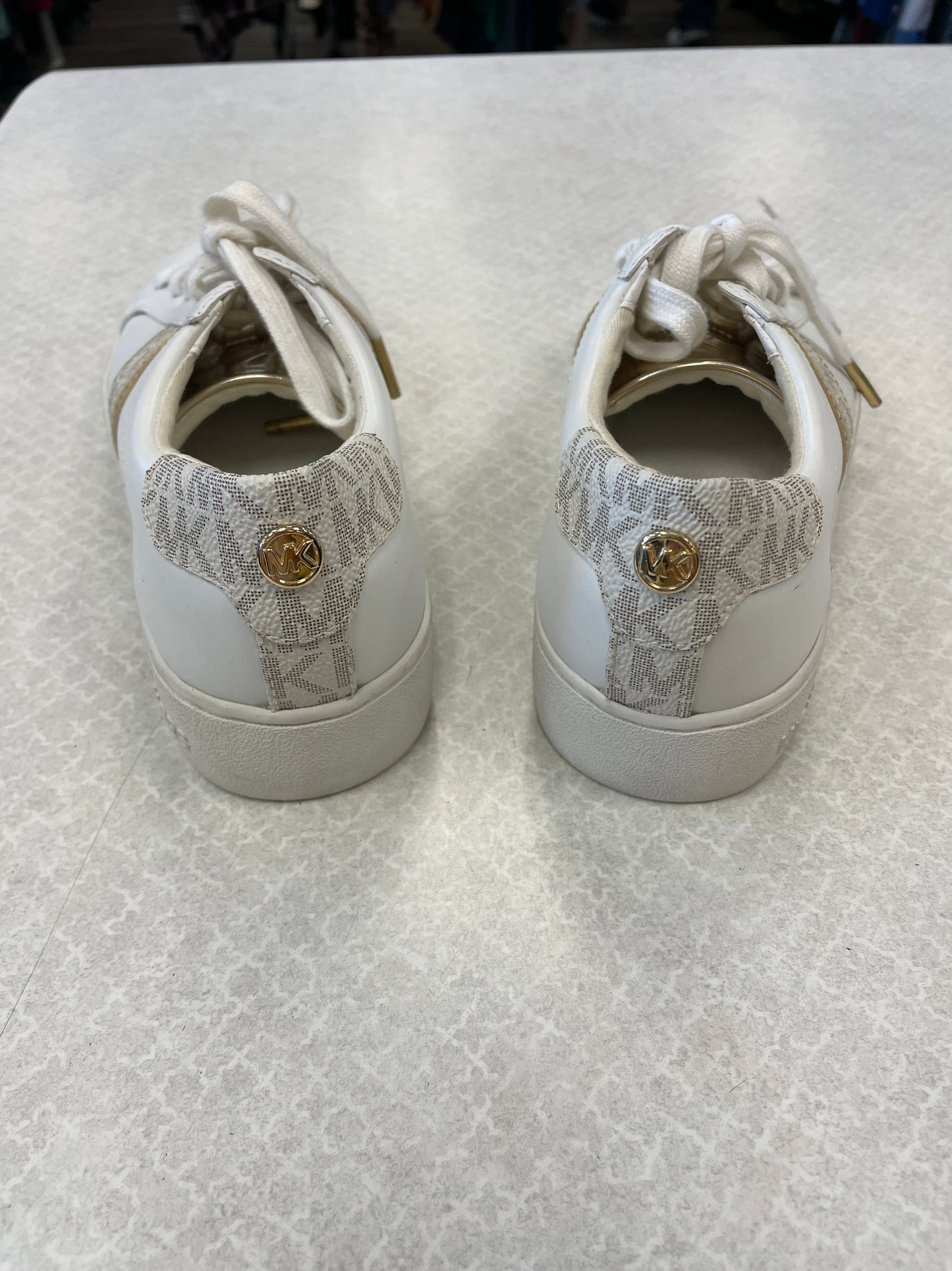 Shoes Sneakers By Michael Kors In White & Yellow, Size: 6