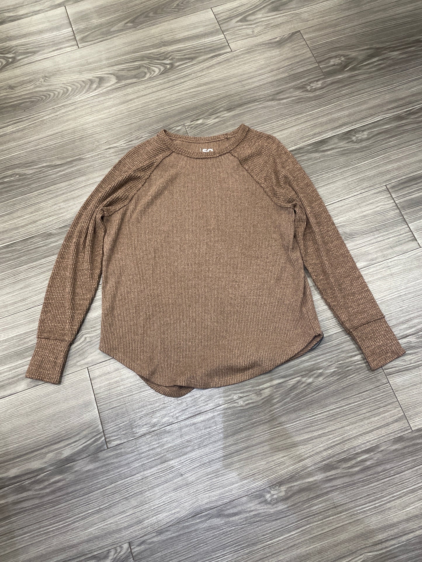 Top Long Sleeve By So In Brown, Size: S