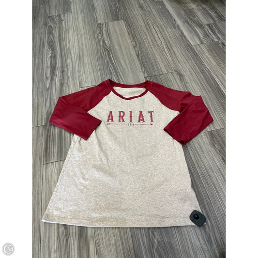 Top Long Sleeve By Ariat In Red & Tan, Size: L