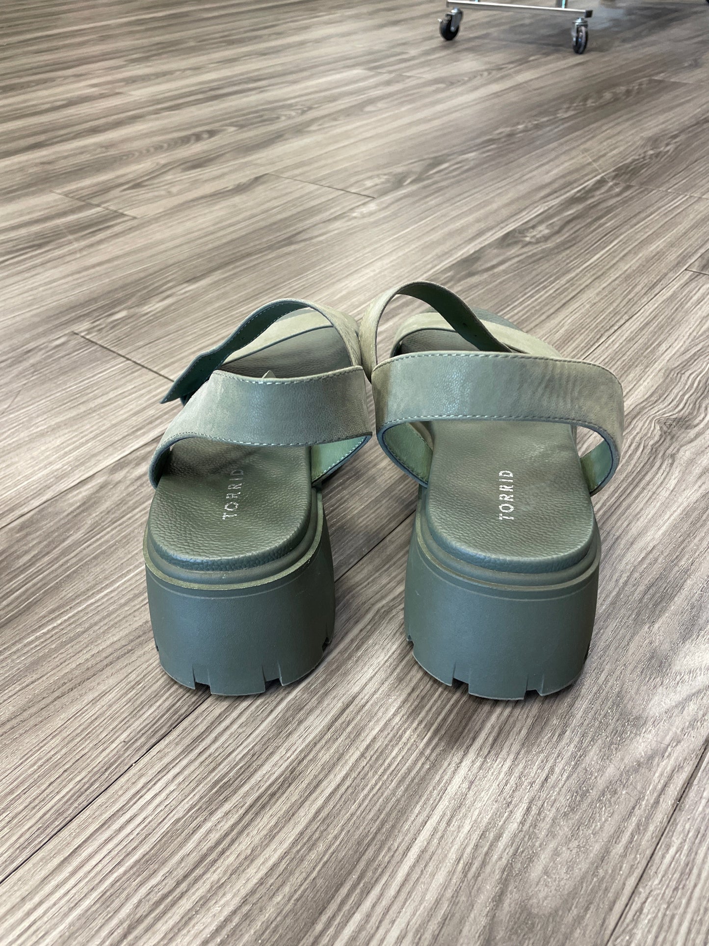 Green Sandals Heels Block Torrid, Size 11.5