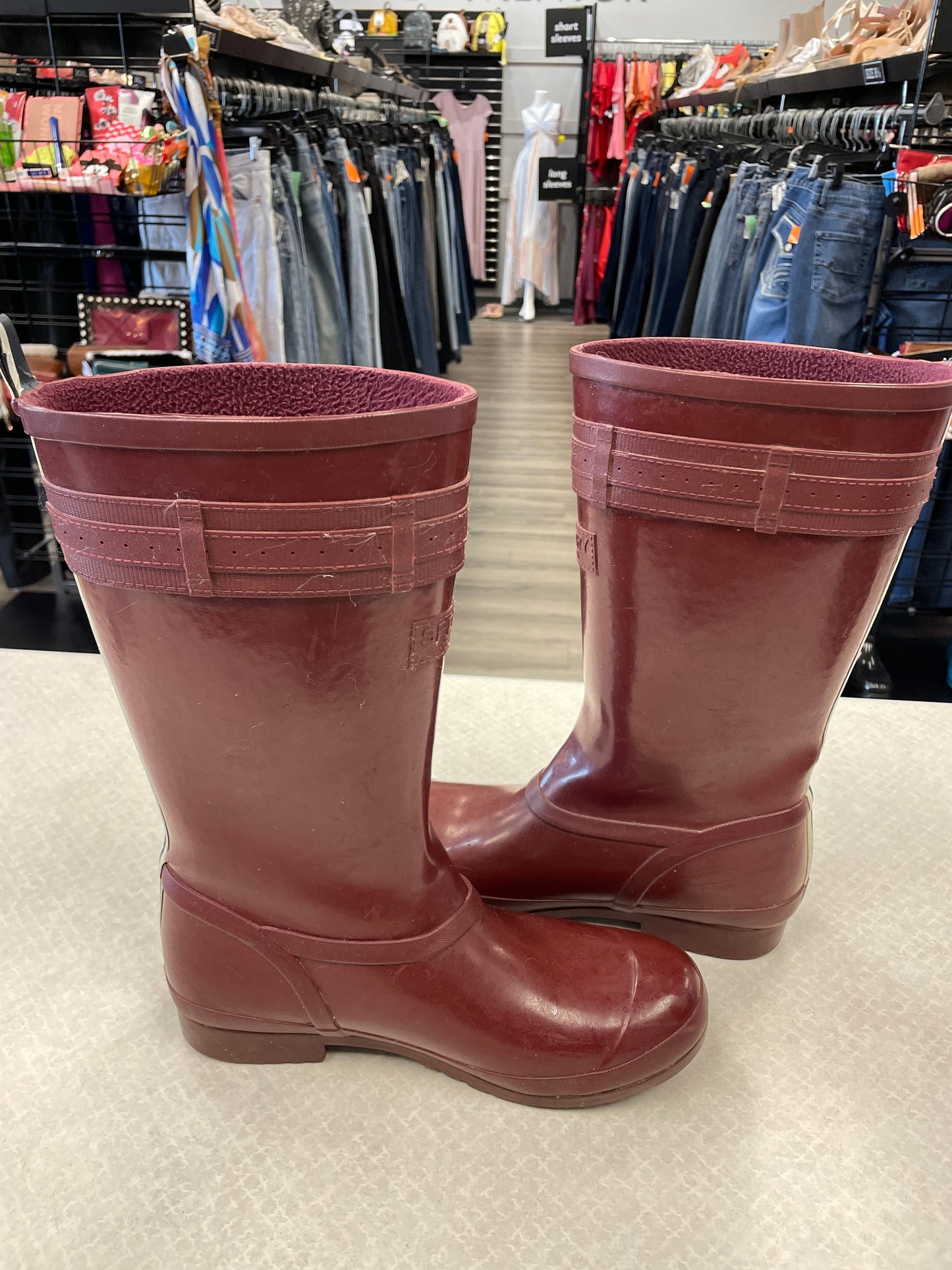 Red Boots Rain Sperry, Size 8