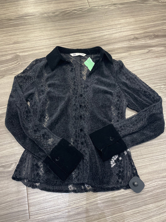 Blouse Long Sleeve By Zara In Black, Size: S