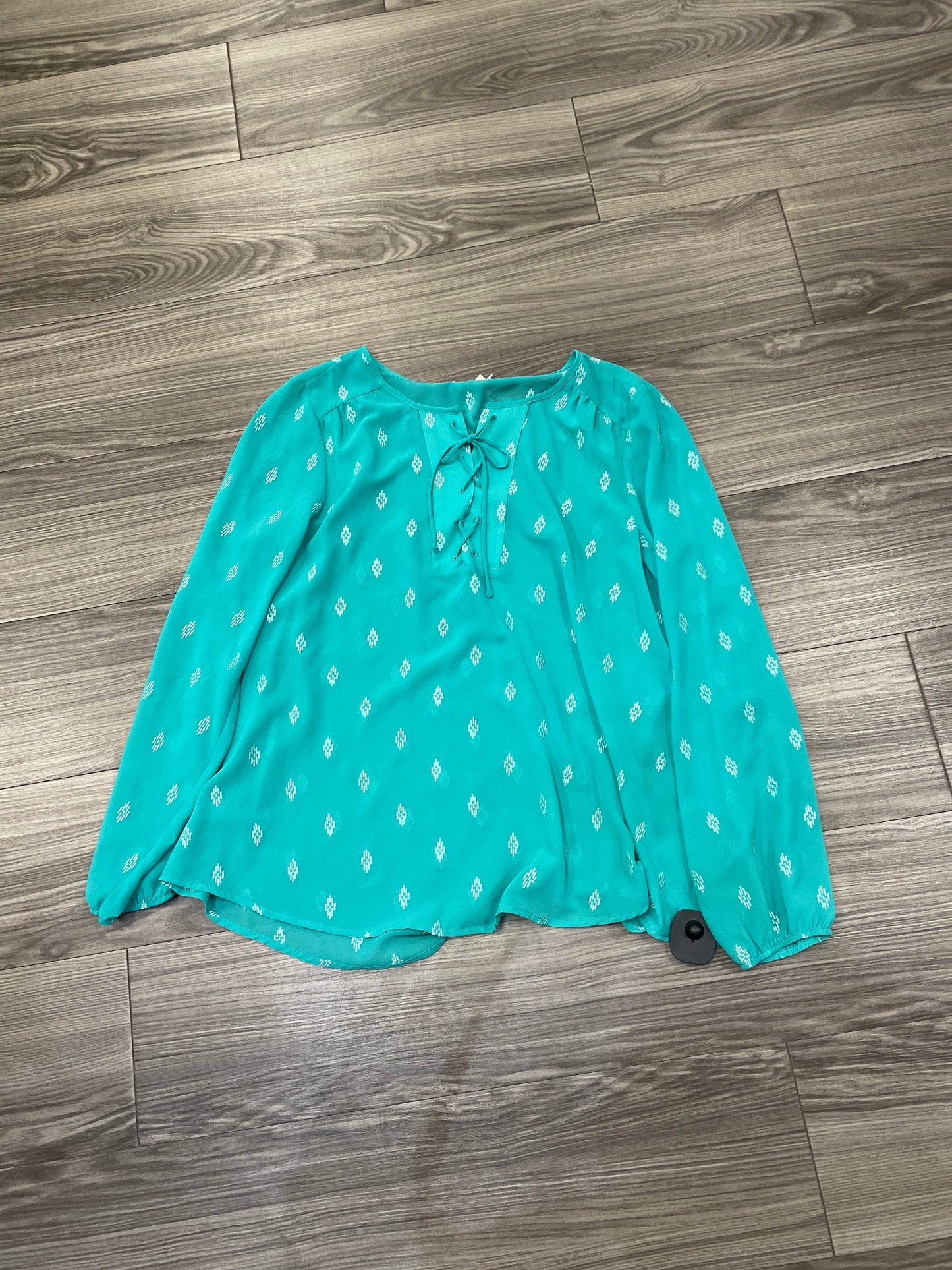 Top Long Sleeve By Ariat In Teal, Size: M