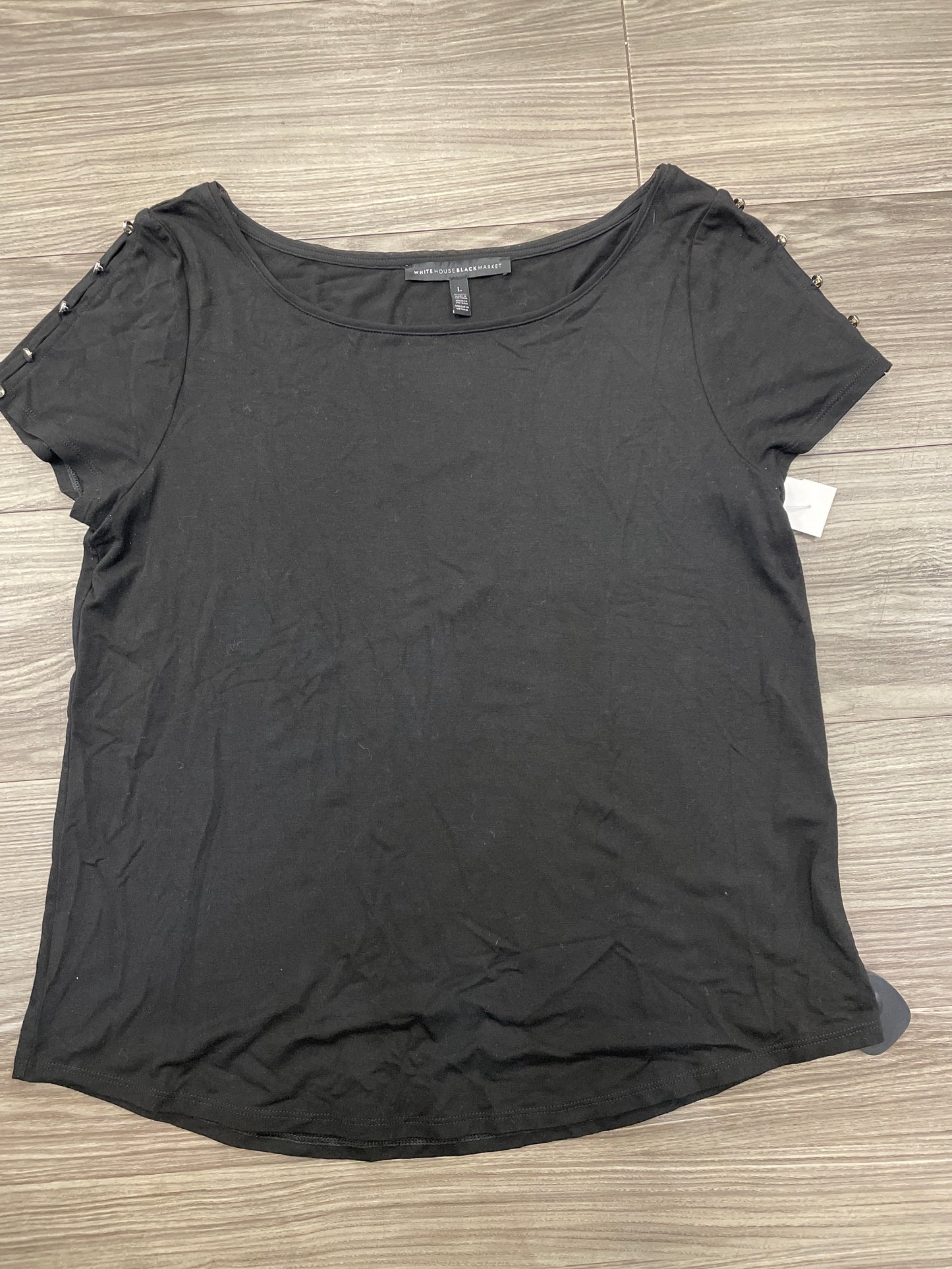 Top Short Sleeve By White House Black Market In Black, Size: L