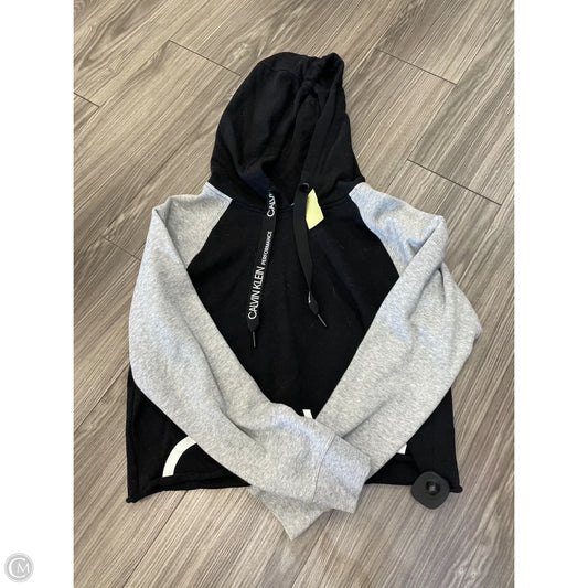 Sweatshirt Hoodie By Calvin Klein Performance In Black & Grey, Size: S