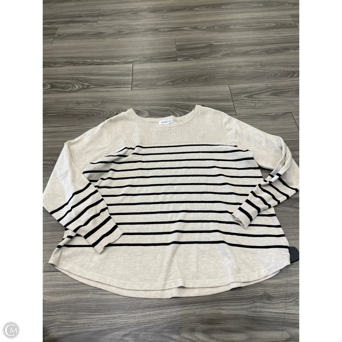 Sweater By Liz Claiborne In Striped Pattern, Size: Xl