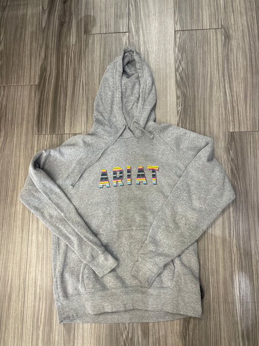 Sweatshirt Hoodie By Ariat In Grey, Size: L