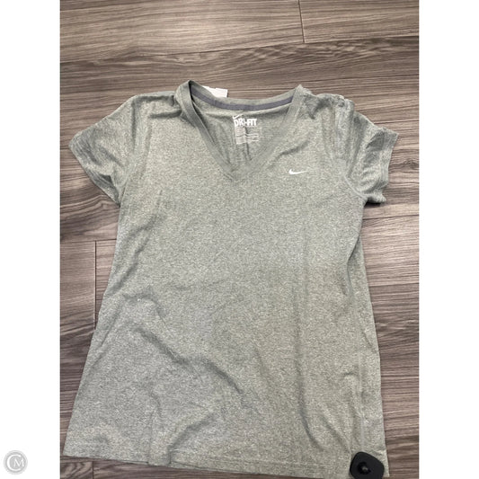 Athletic Top Short Sleeve By Nike In Grey, Size: L