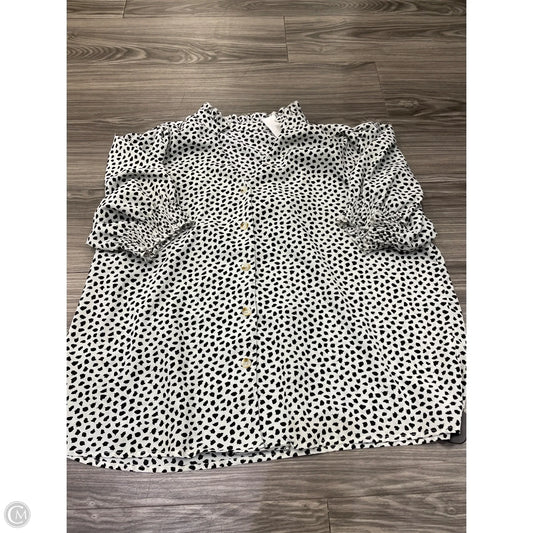 Blouse Short Sleeve By Shein In Black & White, Size: 2x