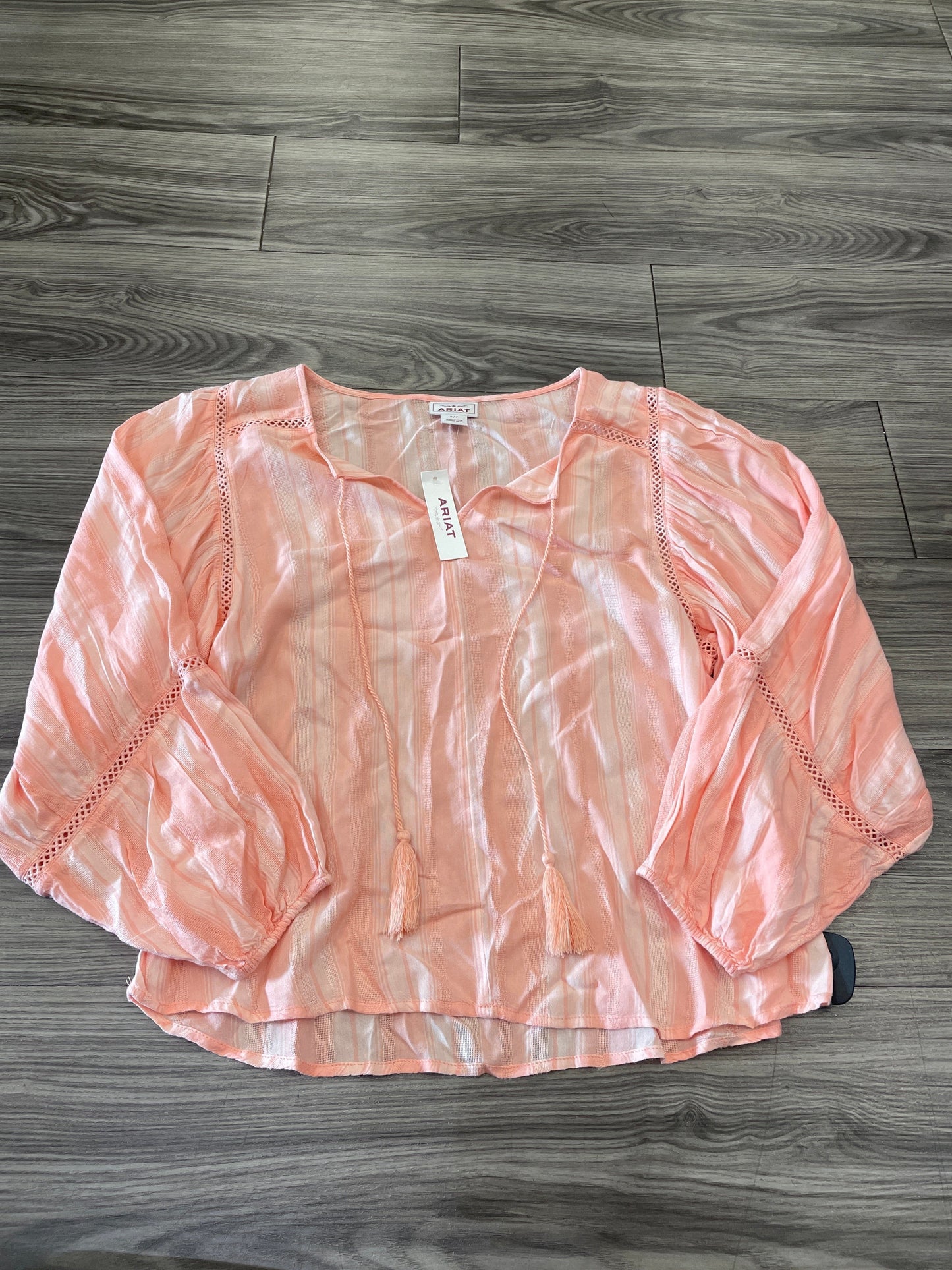 Blouse Long Sleeve By Ariat In Pink, Size: S