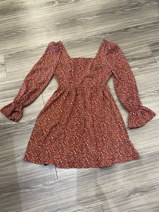 Dress Casual Midi By Shein In Red & Tan, Size: S