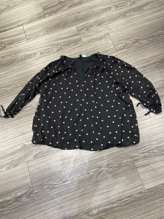 Blouse Long Sleeve By Clothes Mentor In Black, Size: 3x