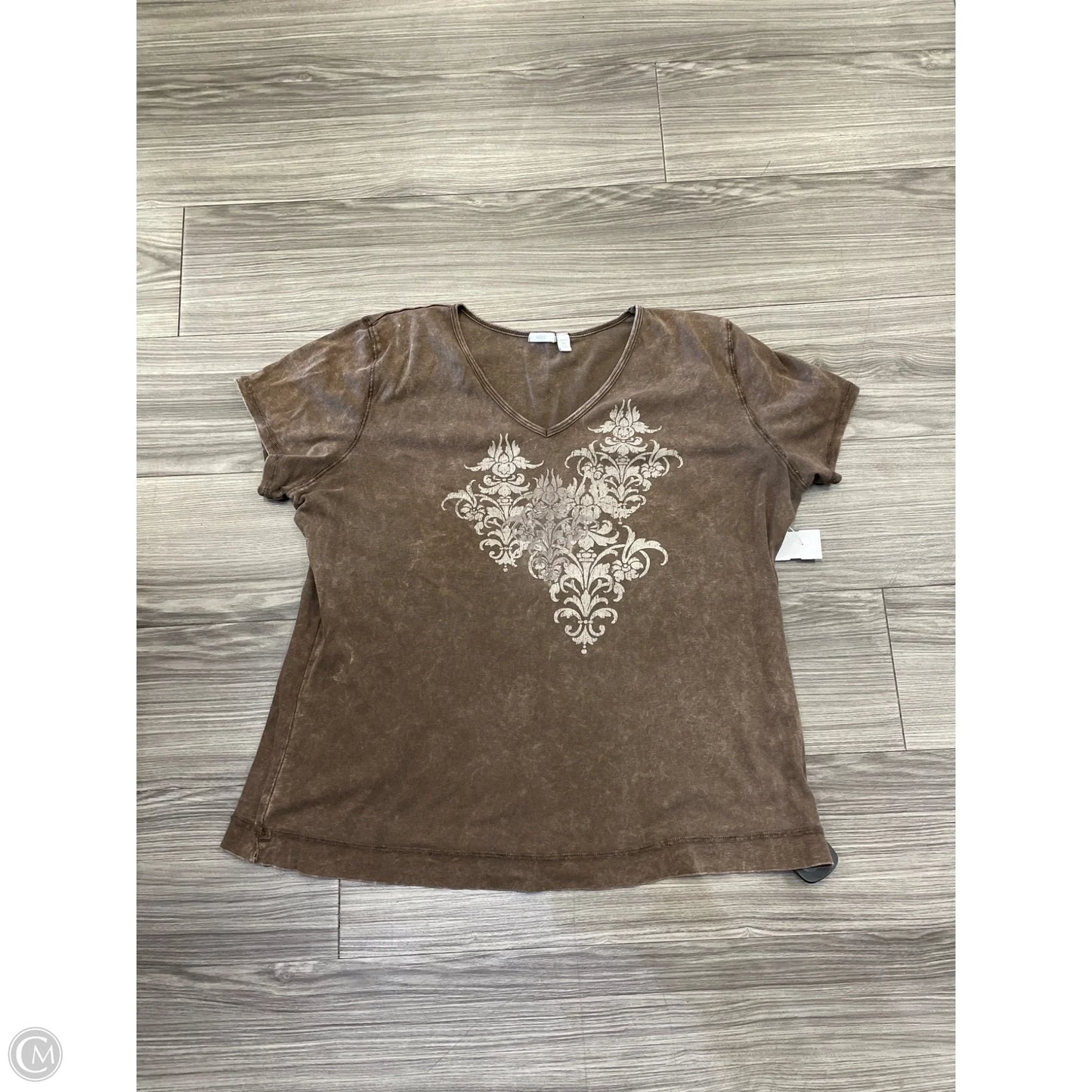 Top Short Sleeve By Apt 9 In Brown, Size: Xl