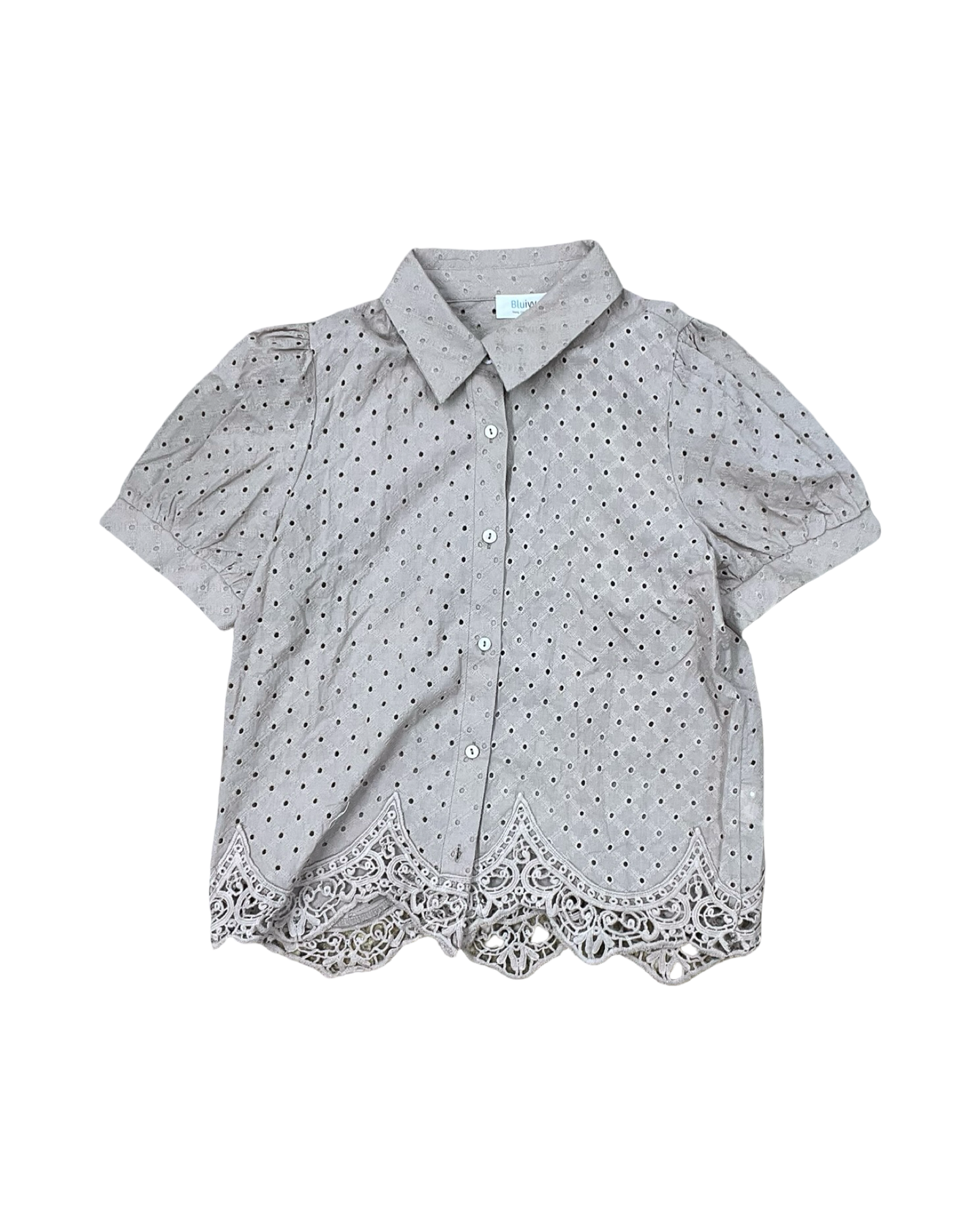 Blouse Ss By Bluivy In Tan, Size:M