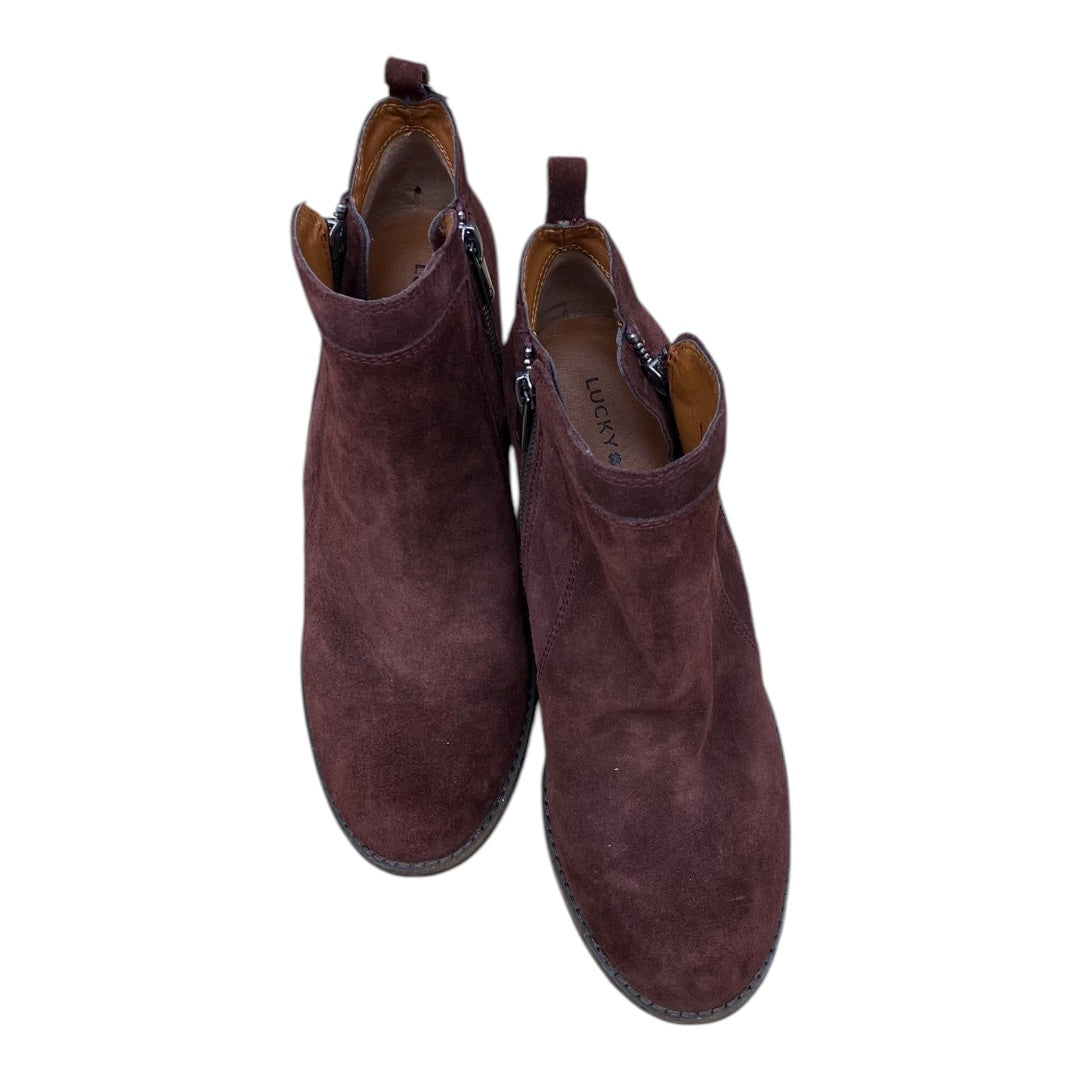 Boots Ankle Heels By Lucky Brand In Brown, Size:9