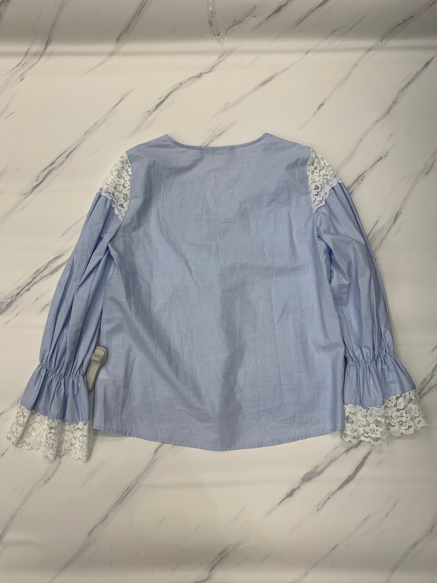 Top Long Sleeve By Zara Basic In Blue, Size: M