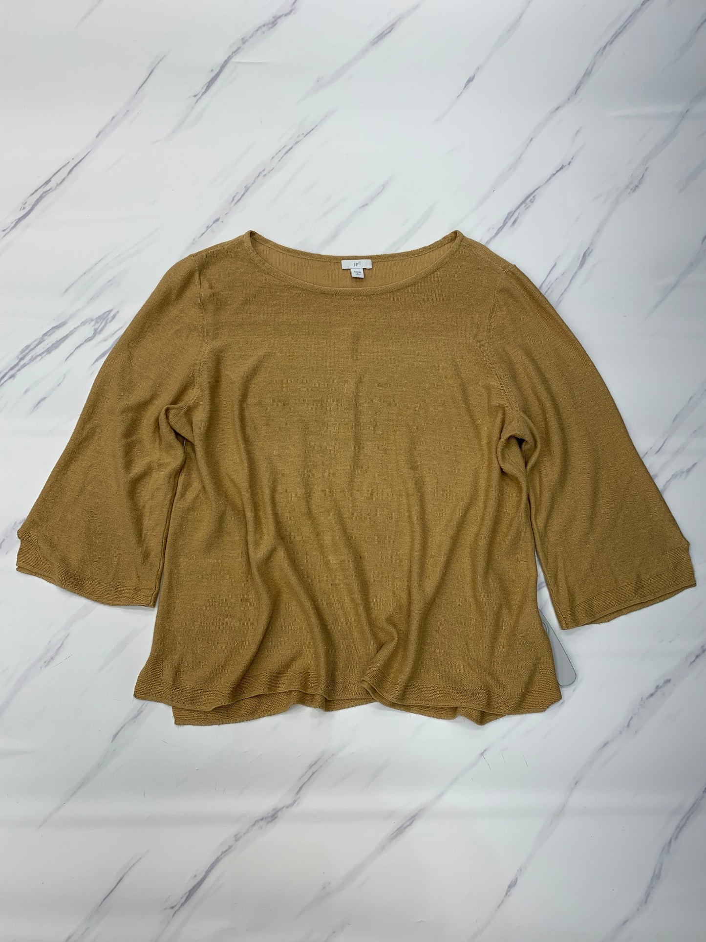 Top 3/4 Sleeve Basic By J Jill In Mustard, Size: Petite Large