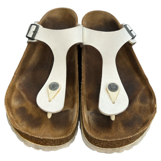 White Sandals Designer Birkenstock, Size 6