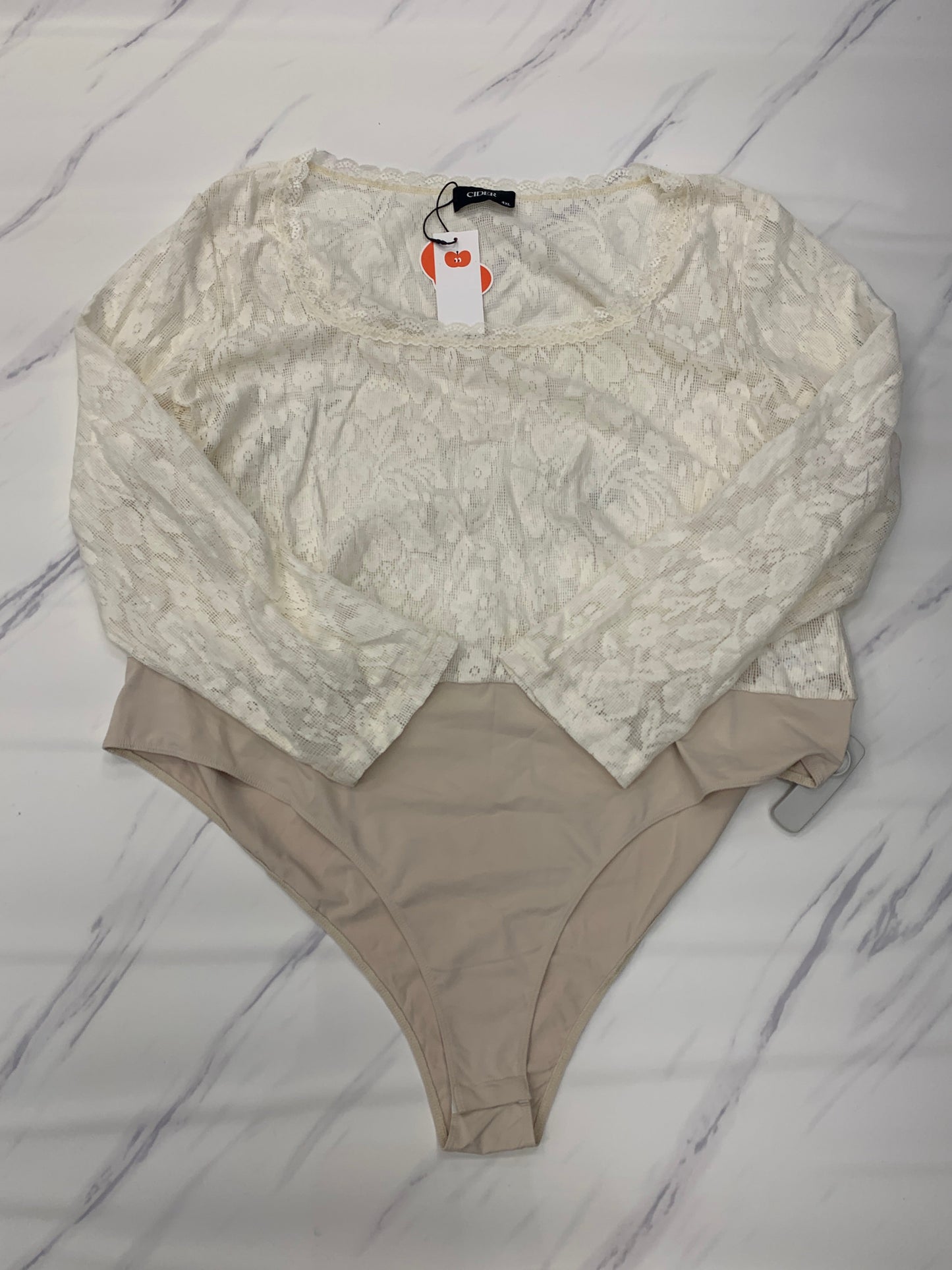 Cream Bodysuit Clothes Mentor, Size 4x