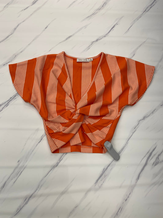 Orange Top Short Sleeve Designer Bishop + Young, Size Xs