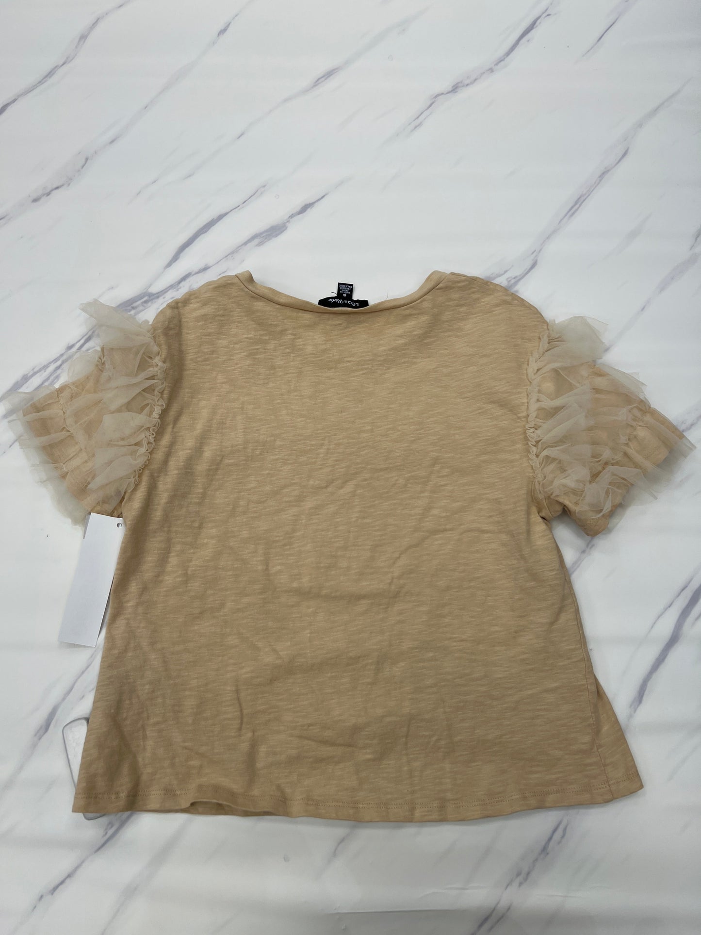 Tan Top Short Sleeve Designer Lea & Viola, Size S