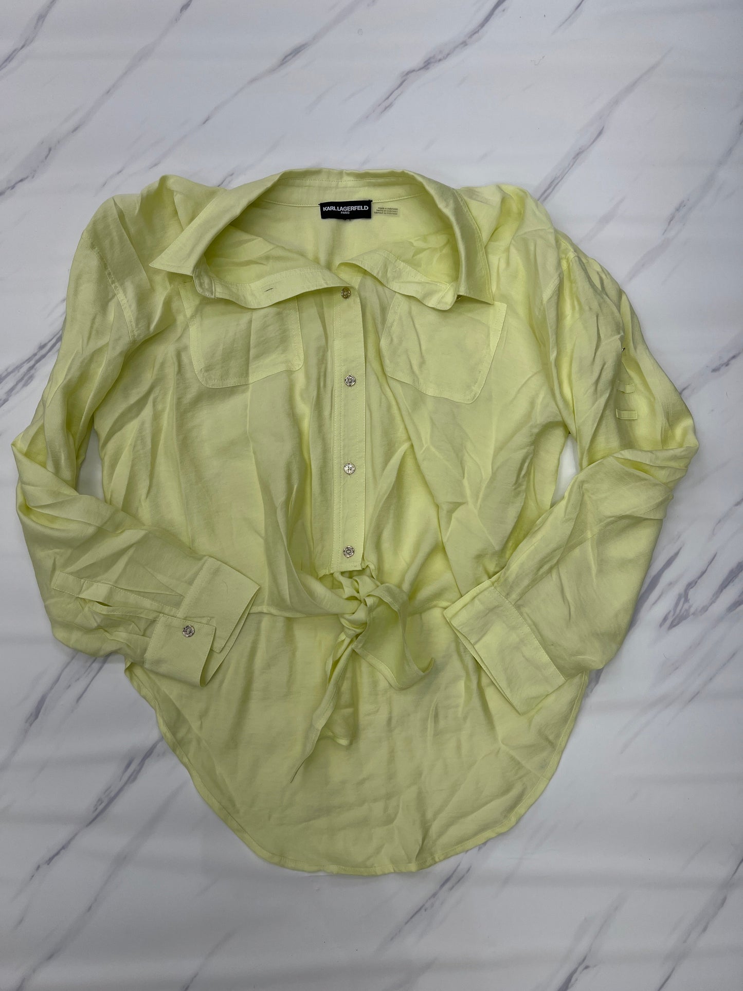 Yellow Top Long Sleeve Designer Karl Lagerfeld, Size S