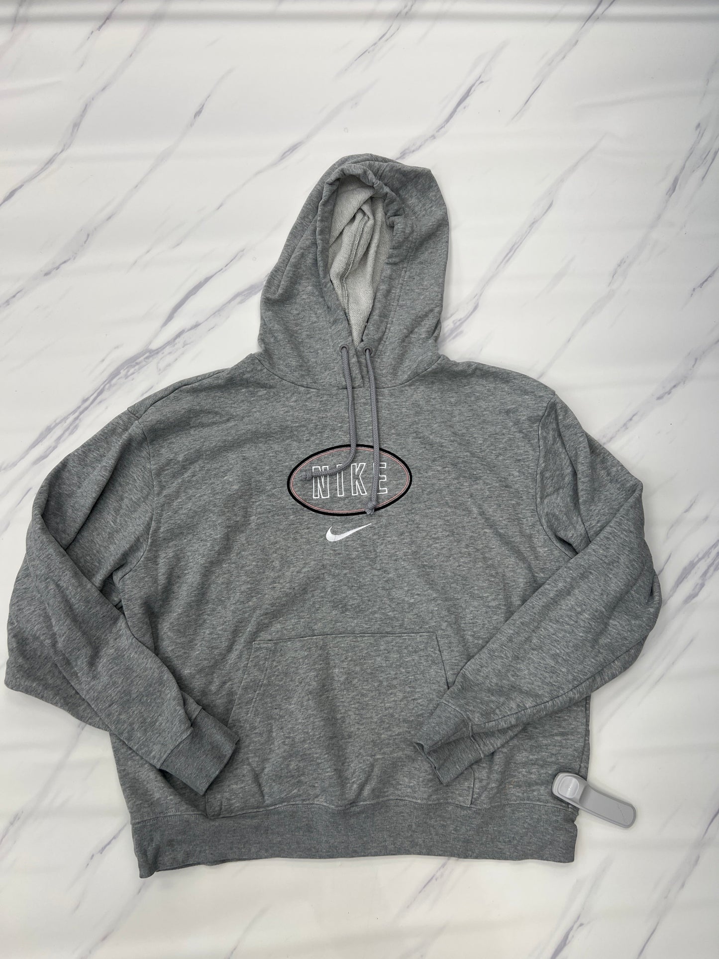 Athletic Sweatshirt Hoodie By Nike Apparel In Grey, Size: M