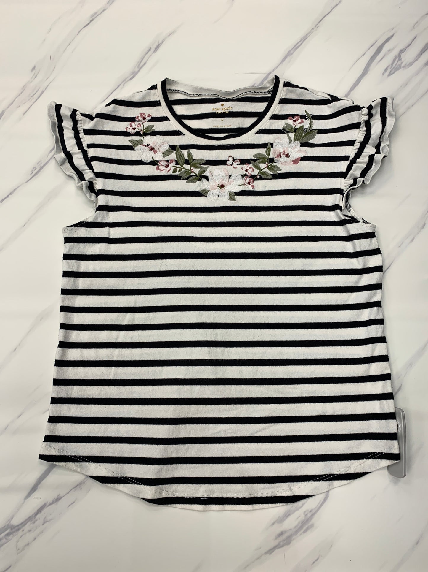 Top Short Sleeve By Kate Spade In Striped Pattern, Size: M