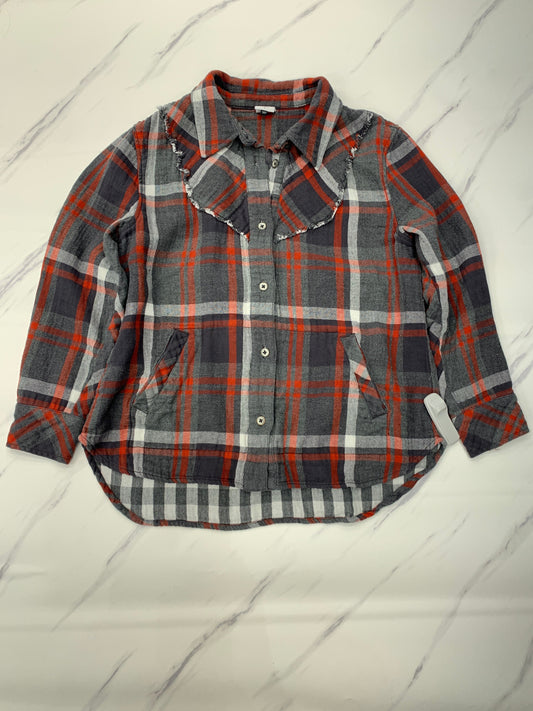 Jacket Shirt By Cabi In Plaid Pattern, Size: L