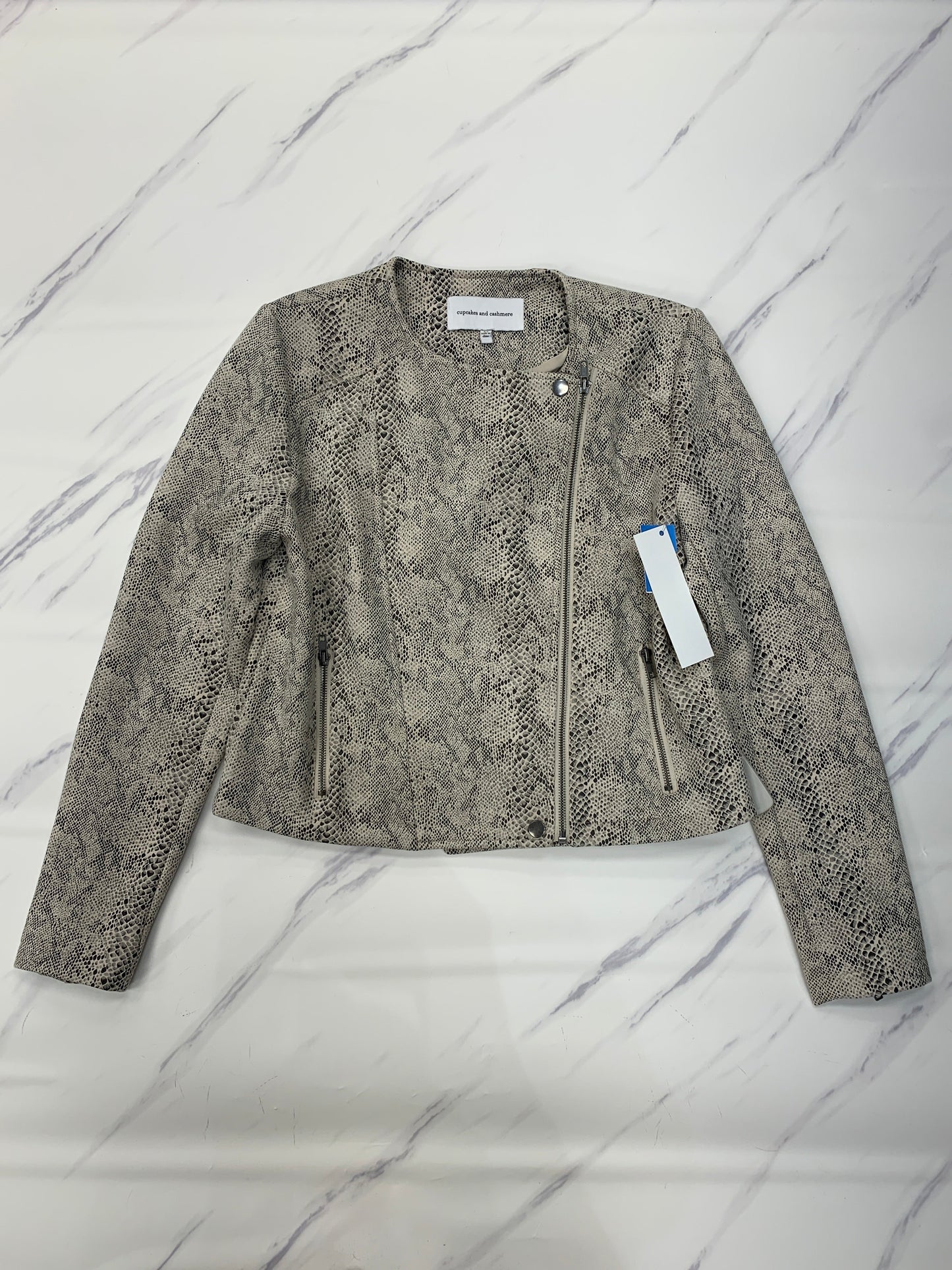 Jacket Moto By Cupcakes And Cashmere In Snakeskin Print, Size: M