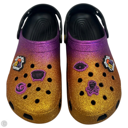 Shoes Flats By Crocs In Orange & Purple, Size: 11