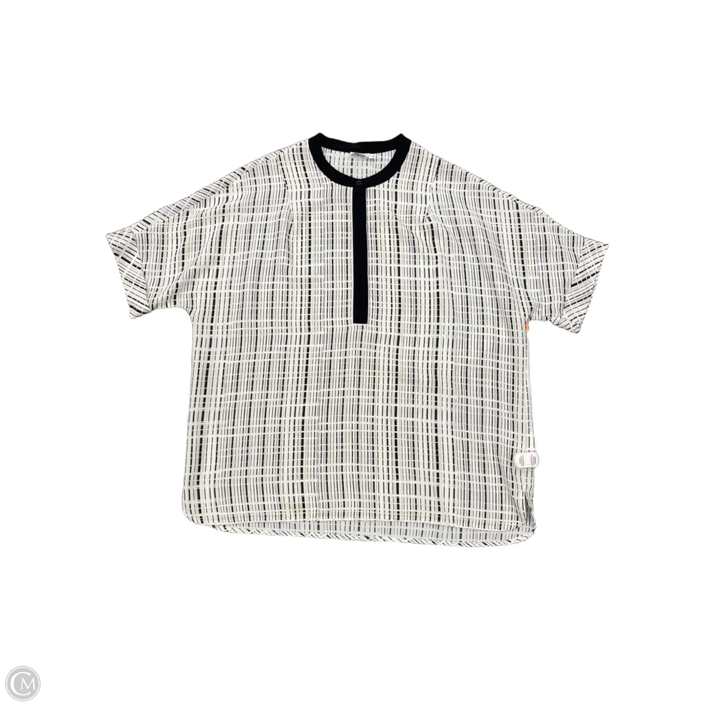 Top Short Sleeve By Vince In Black & Cream, Size: 10