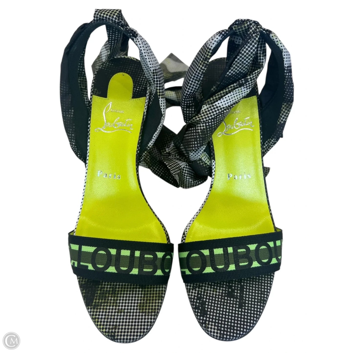 Shoes Luxury Designer By Christian Louboutin In Black & Green, Size: 8.5