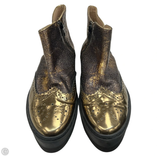 Boots Ankle Flats By Cma In Gold, Size: 8.5