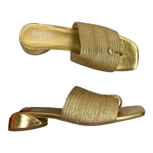 Sandals Heels Block By Franco Sarto In Gold, Size:9.5