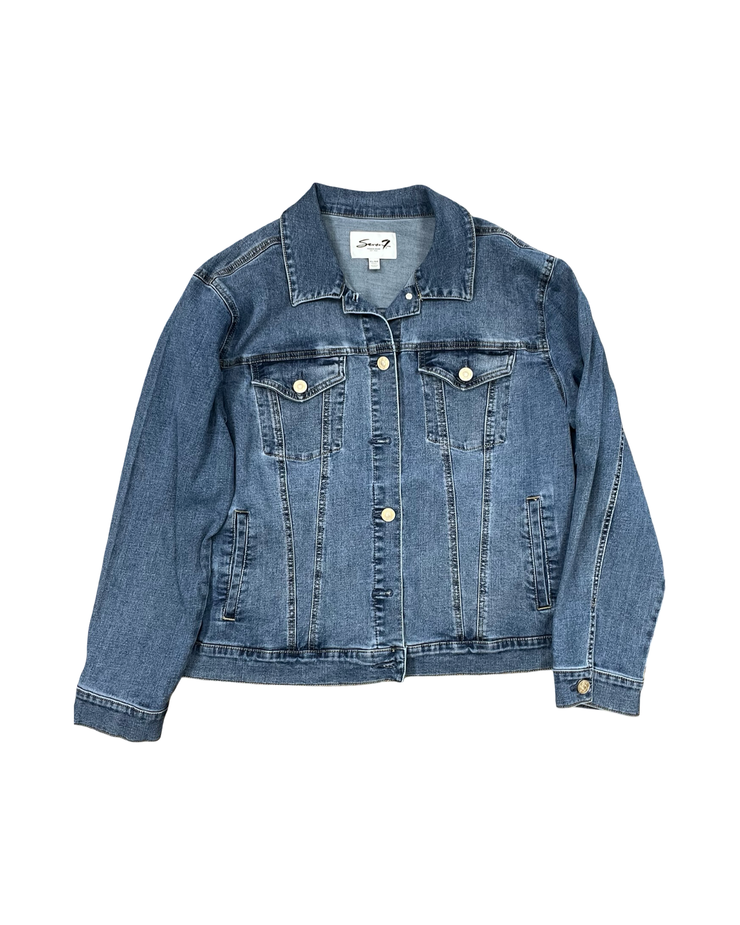 Jacket Denim By Seven 7 In Blue Denim, Size:Xl