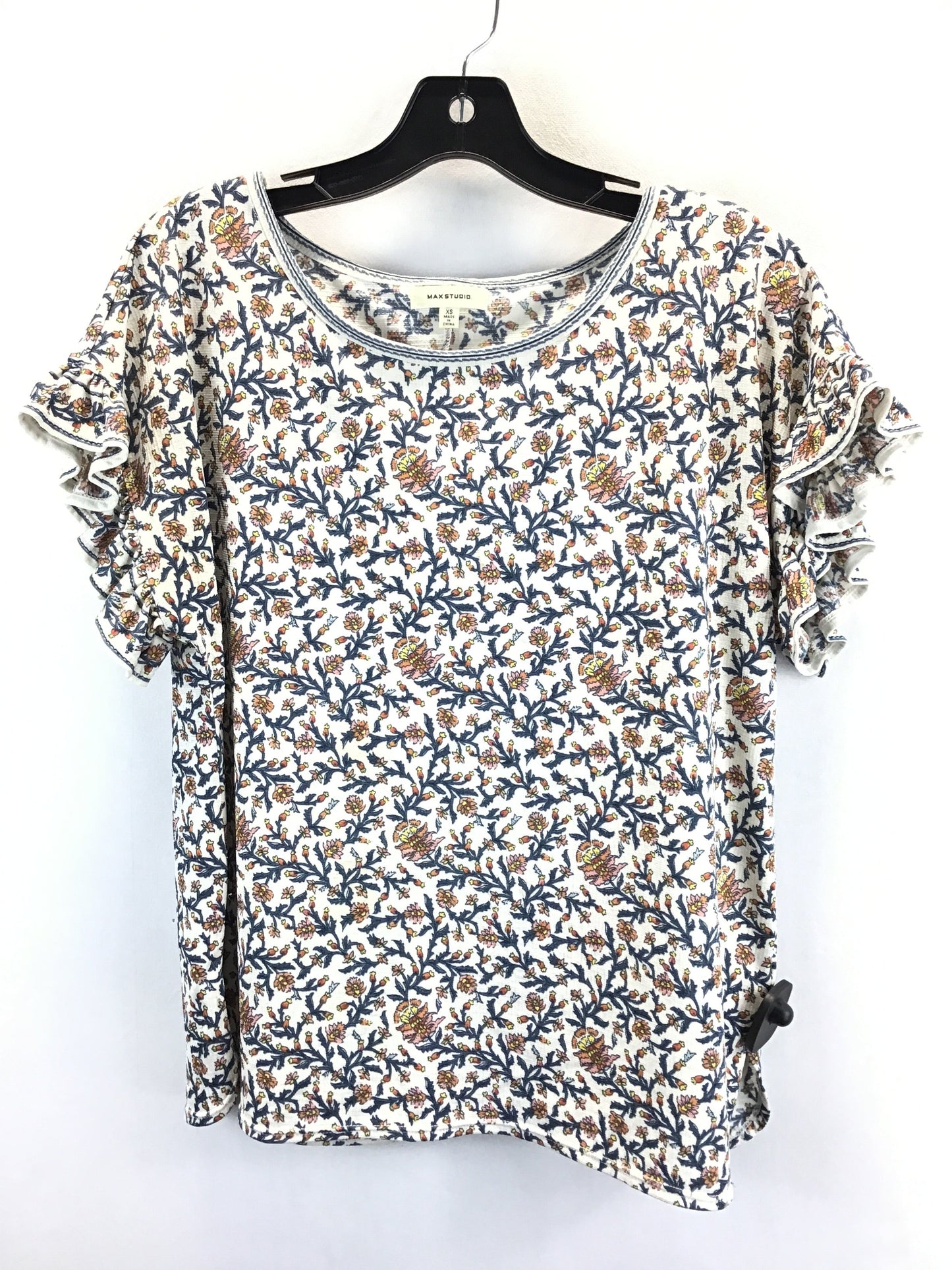 Floral Print Top Short Sleeve Max Studio, Size Xs