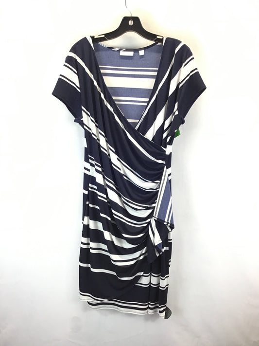 Dress Casual Midi By New York And Co In Blue & White, Size: L