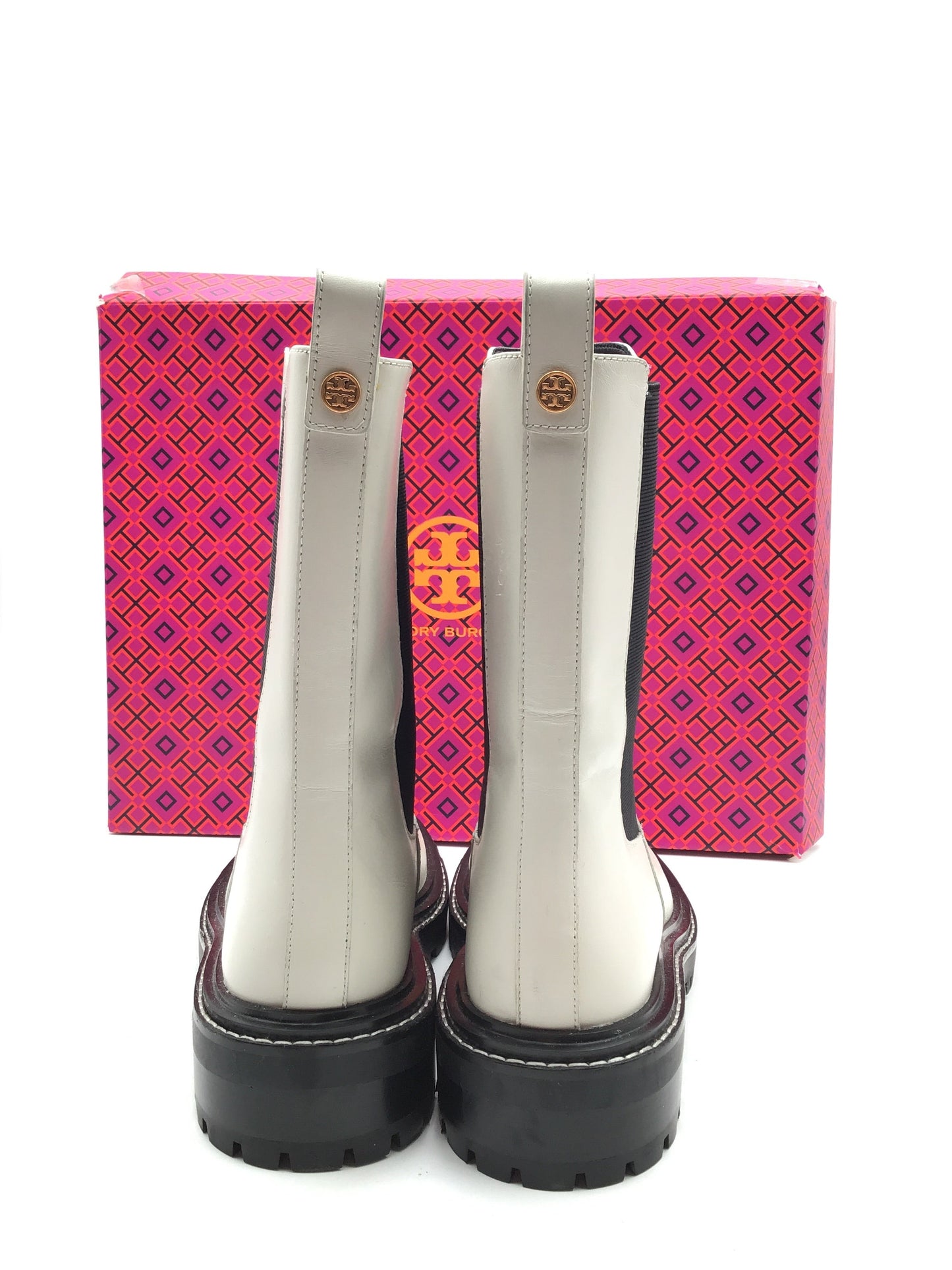 Boots Designer By Tory Burch In Black & White, Size: 10.5