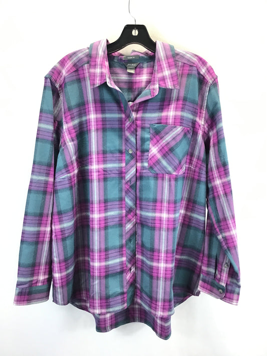 Top Long Sleeve Basic By Eddie Bauer In Blue & Purple, Size: 2x