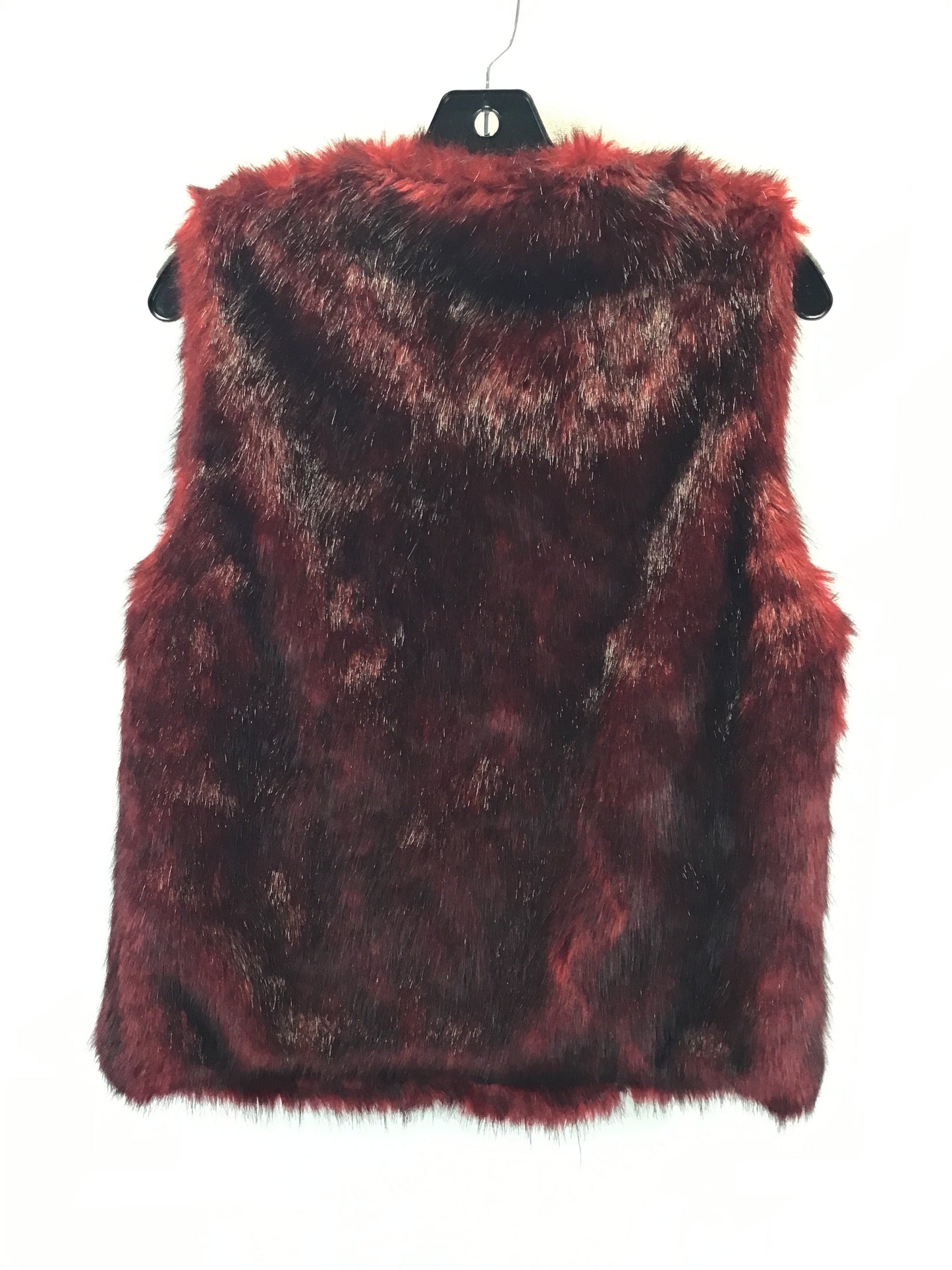 Vest Faux Fur & Sherpa By Forever 21 In Black & Red, Size: S