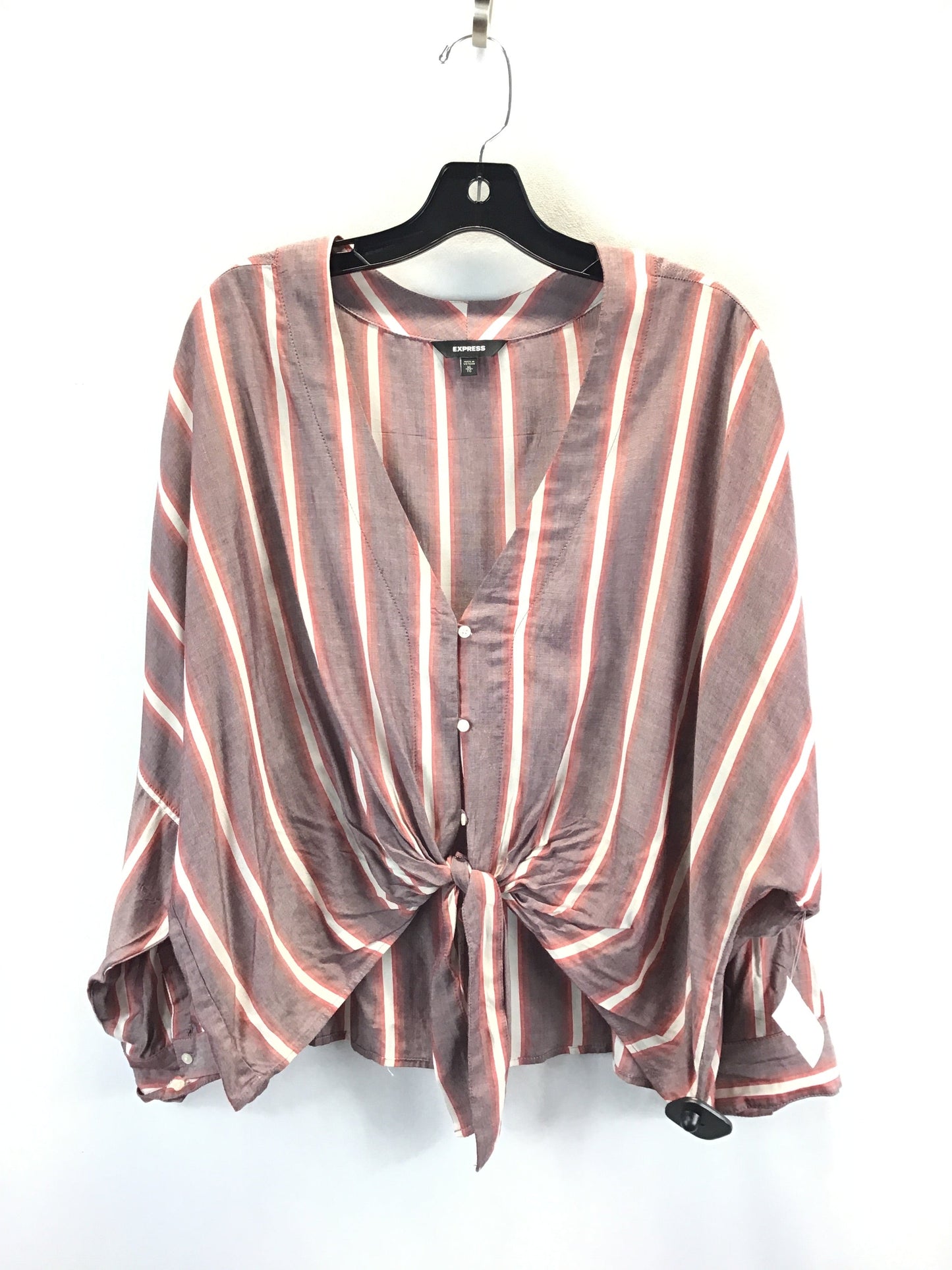 Top Long Sleeve By Express In Striped Pattern, Size: Xl