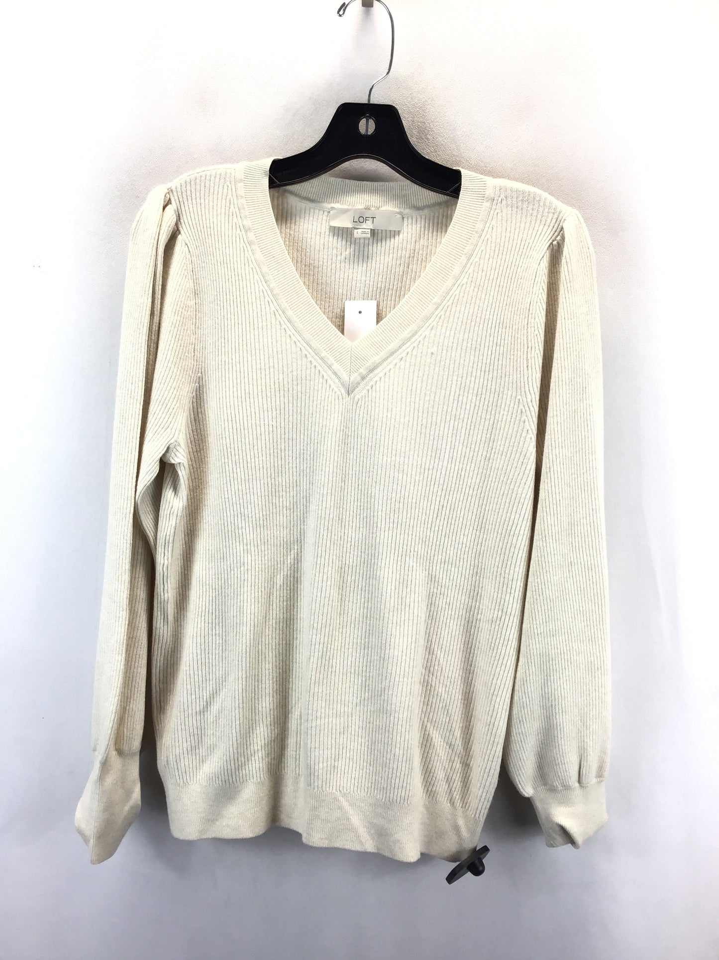 Sweater By Loft In Cream, Size: Xl