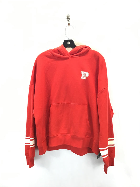 Sweatshirt Hoodie By Pink In Red & White, Size: Xl